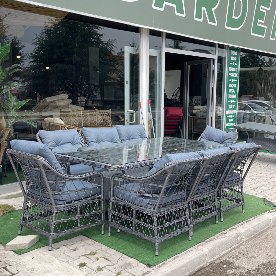 Carlo Rattan Bahçe Balkon Yemek Takımı - Antrasit