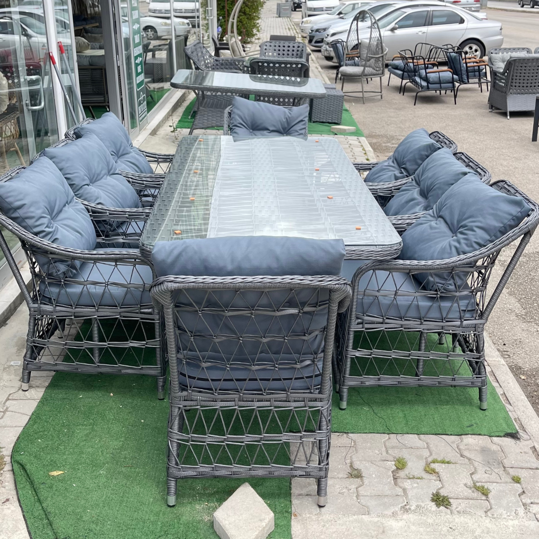 Carlo Rattan Bahçe Balkon Yemek Takımı - Antrasit
