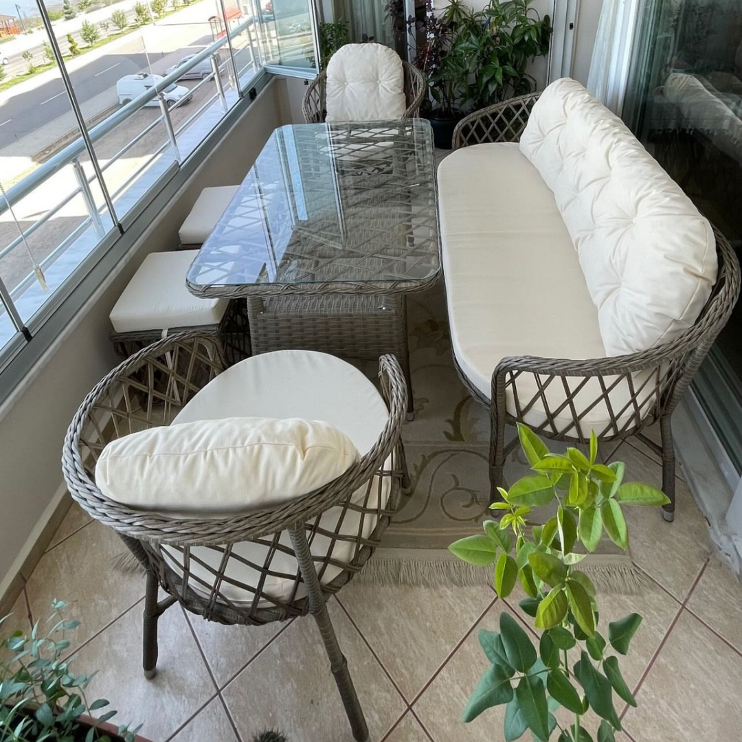 Roma XL Rattan Bahçe Balkon Takımı - Koyu Kahve